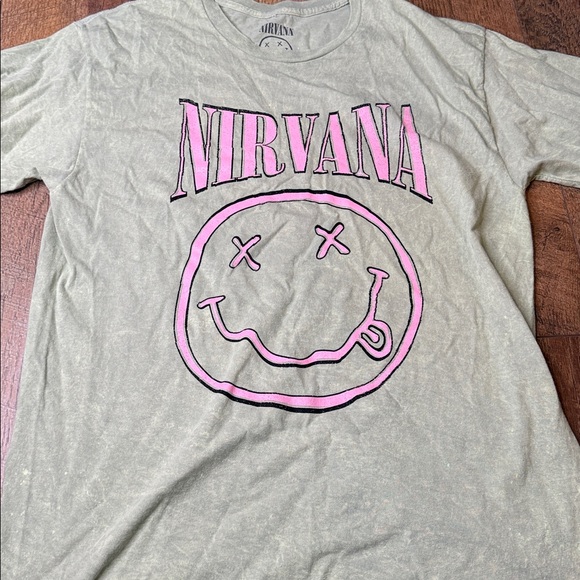Nirvana washed dye bleach Band Tee Distressed large - Picture 2 of 7